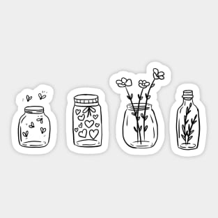 Cute Mason jars lineart illustration Sticker